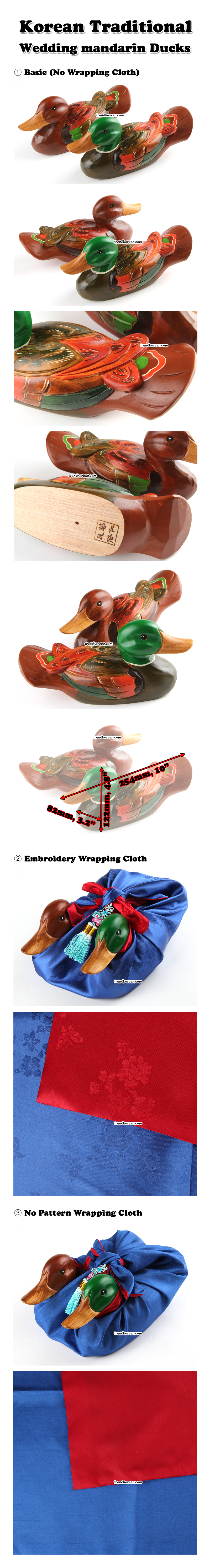 Big Size Korean Traditional Wooden Wedding Mandarin Ducks Bojagi Wrapping Cloth Gift